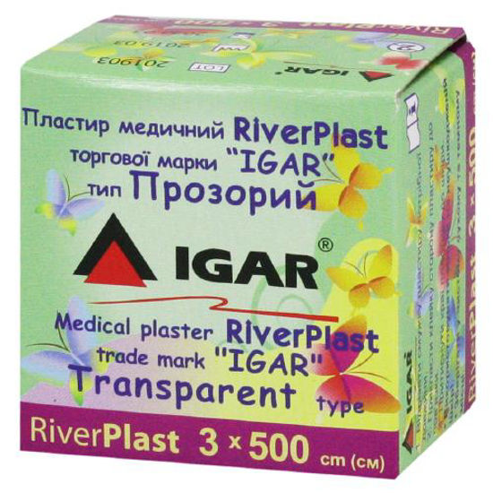 Світлина Пластир медичний Riverplast Igar (Ріверпласт Ігар) 3 см х 500 см прозорий